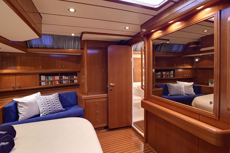 Swan 77 - CYGNUS MONTANUS II - Owners cabin has a large dressing mirror and a spacious ensuite head with stall shower
